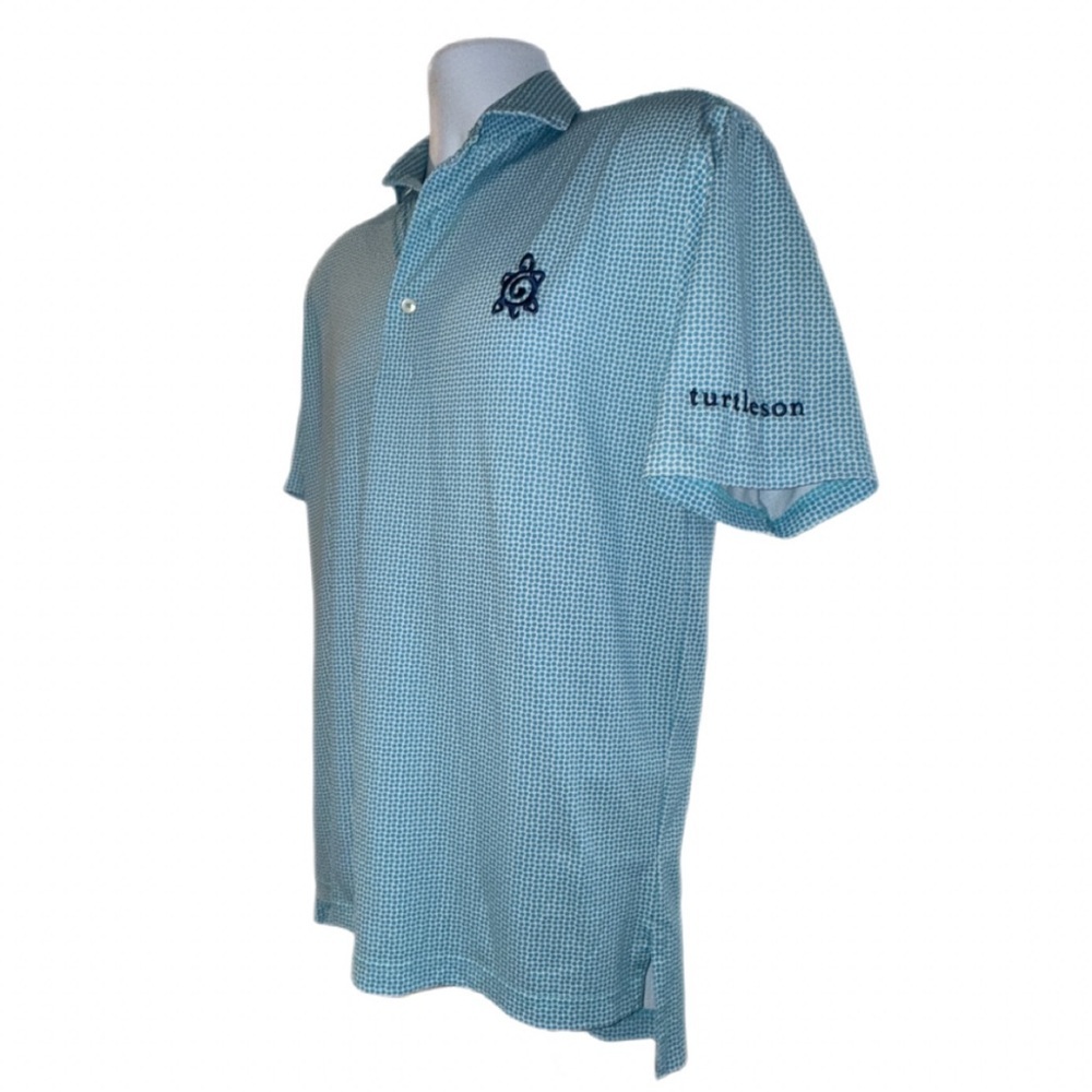 Turtleson Golf Polo Shirt Men’s Size -Small Blue Dot Pattern Performance Stretch